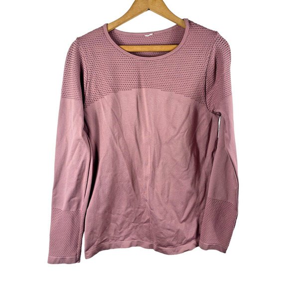Fabletics Musetta Seamless Top Shirt Large Rose Pink Knit Long Sleeve Womens - Picture 2 of 7